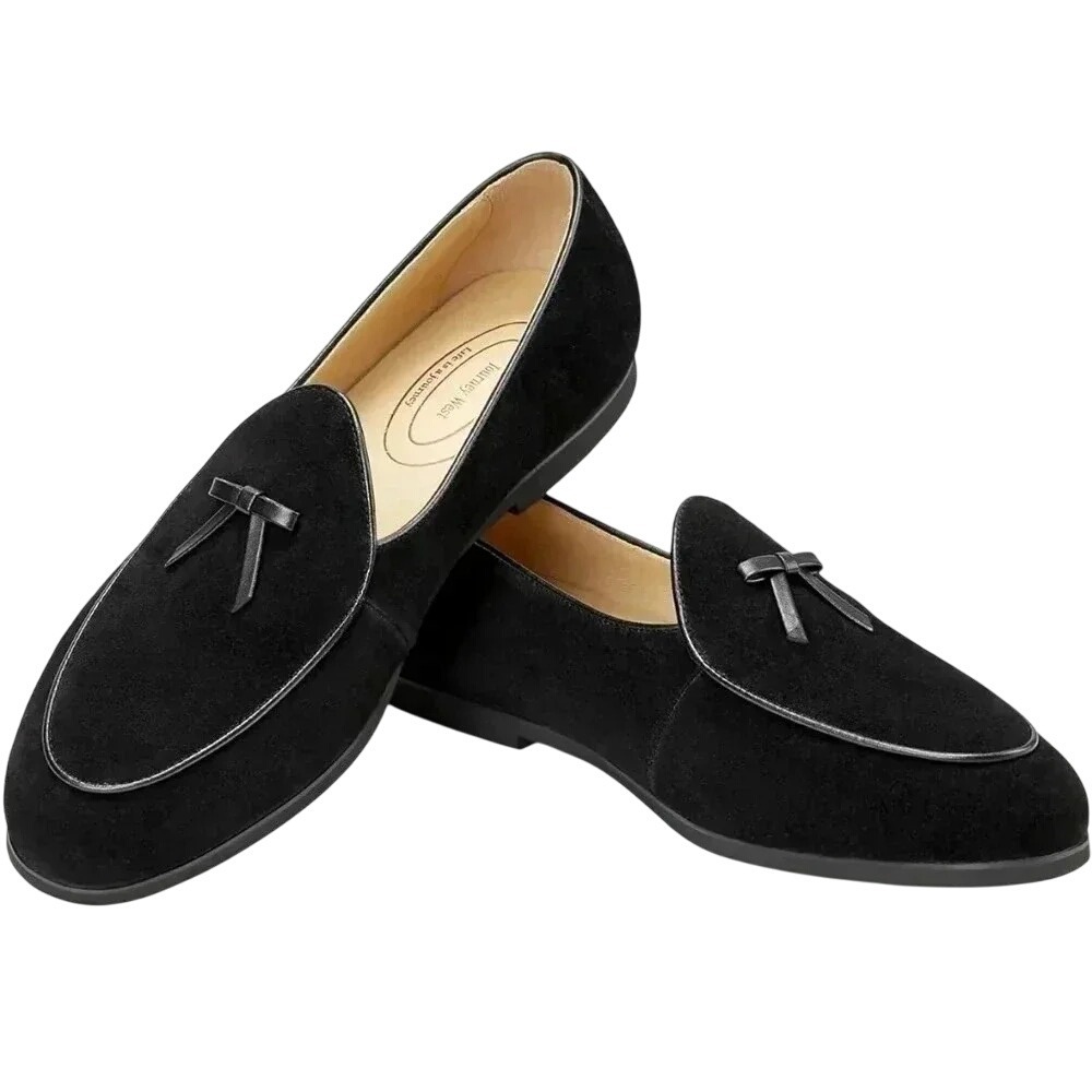 Black Suede Womens’ Belgian Style Loafers - Picture 2 of 10
